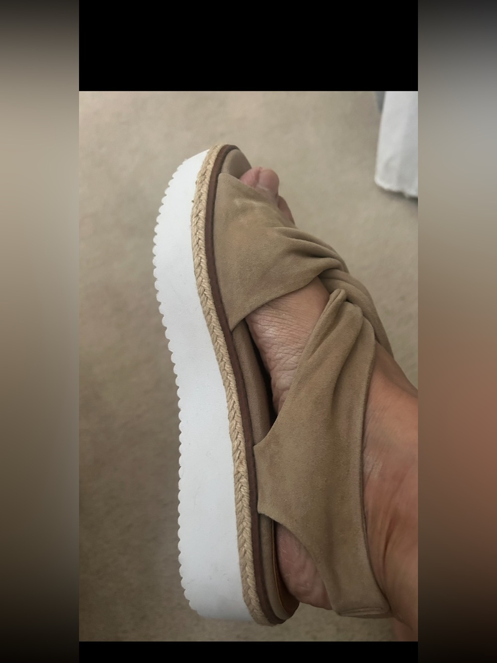 Caslon Tan Suede Knot Platform Slide Sandals